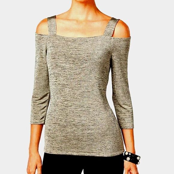 Harve Bernard Gray  Cold Shoulder Top - Picture 1 of 6
